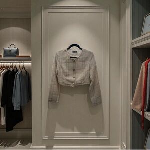 🥂SHEIN White Knit Crop Jacket🥂